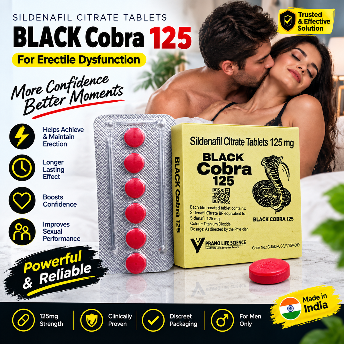 🐍 Black Cobra 125 | Sildenafil Citrate 125 mg