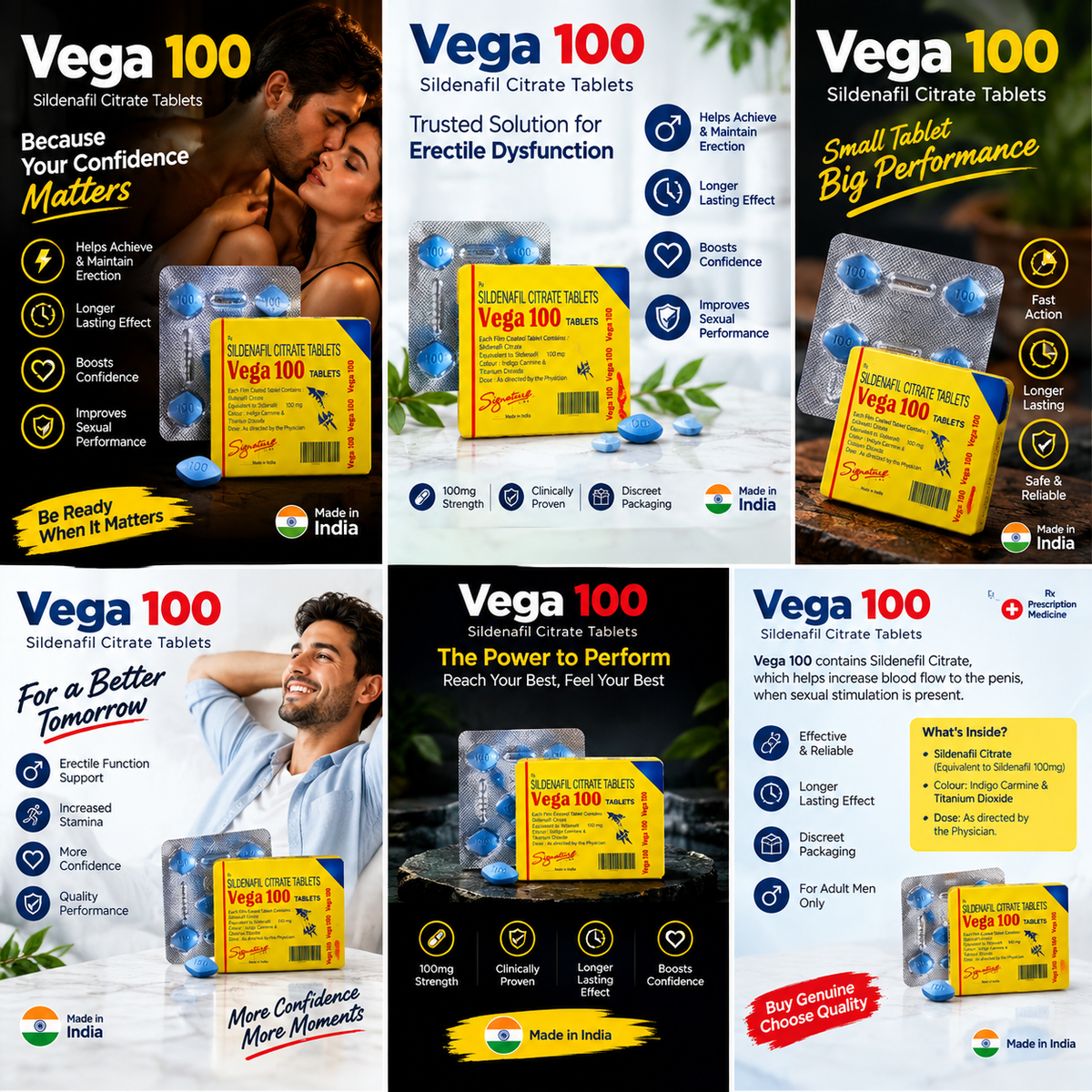 Vega 100 Sildenafil Citrate 100mg Tablets – Erectile Dysfunction Treatment