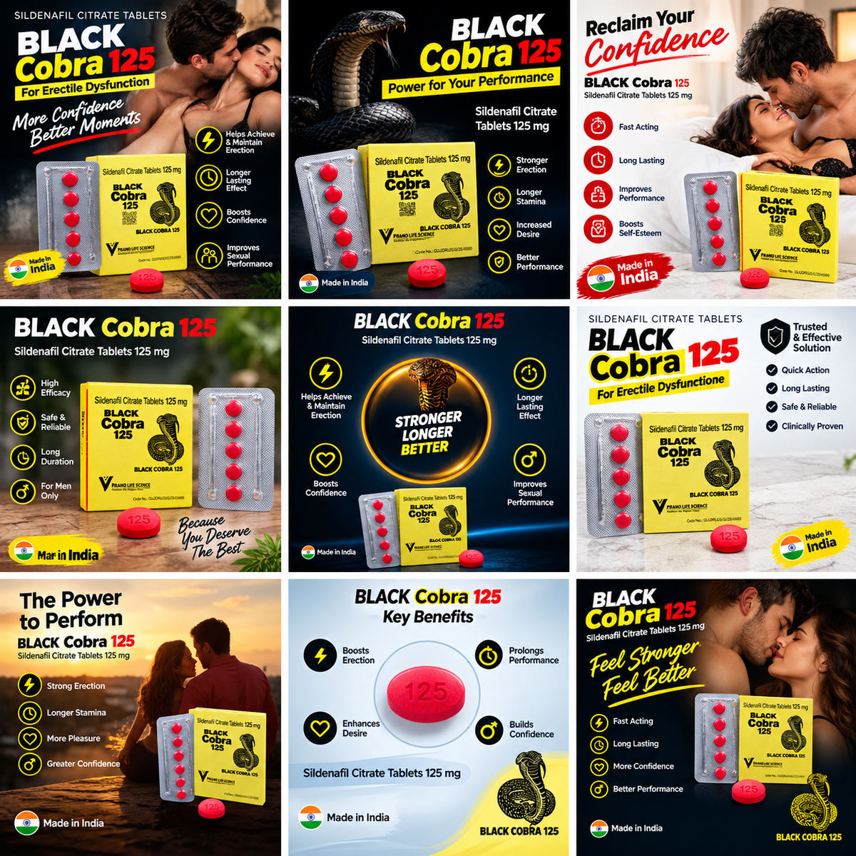 🐍 Black Cobra 125 | Sildenafil Citrate 125 mg